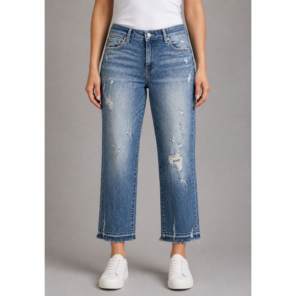 Judy Blue Straight Fit Distressed Released Hem Jeans 27